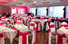Special event with rented table cloths and chair coverings.